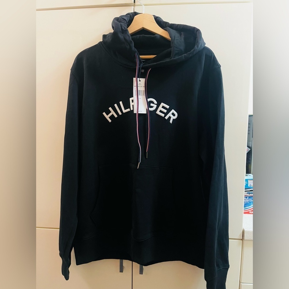 NWT Tommy Hilfiger Women’s Cotton Hoodie Sweatshirt Sz LG Black - Picture 1 of 8